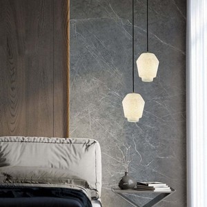 Modern Stone Pendant <b>Light</b> Round E27 <b>LED</b> White Nordic Minimalist Chandelier For Restaurant Bar Bedroom - Product Image 2