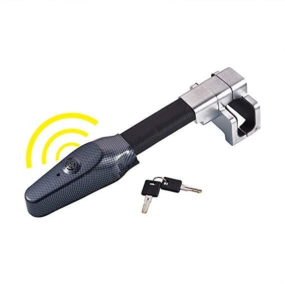 YH1690 Car Steering Wheel Lock With Alarm Auto Anti Theft Locking Keys Security T-lock Black