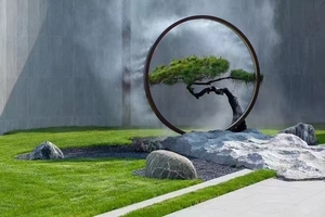 Jardin extérieur moderne grand acier inoxydable Art cercle miroir finition eau caractéristique fontaine Sculpture - Product Image 2