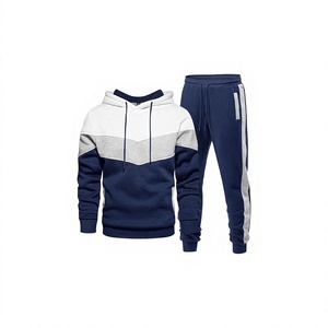 Conjunto Deportivo de Dos Piezas para Hombre, Sudadera con Capucha y Bloques de Color, Anti-Pilling, de Forro Polar, Poliéster/Algodón, Pantalones Jogger Casuales, Otoño - Product Image 3