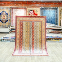Tapis en soie fait main de style Hereke de 122x183 cm avec motif floral traditionnel pour la décoration intérieure du salon