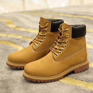 Bottes Tb jaunes de haute qualité, design rétro tendance, bottes pour hommes à semelle épaisse, légères, décontractées, respirantes, en cuir, pour l'extérieur - Product Image 2