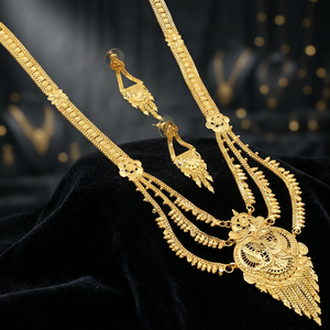 Wholesale 14K18K24K Micron Gold Rani Haar Necklaces Set Traditional Design <b>Bridal</b> Necklaces Set Floral Design Brass Jewelry Set - Product Image 6