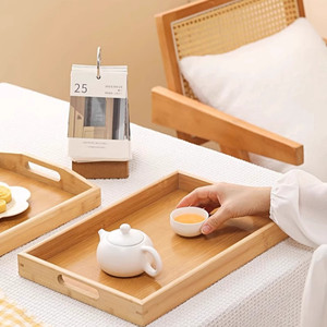 Bamboo Serving <b>Tray</b> Rectangular Natural Wood Pattern Eco Friendly For Home Living Room <b>Tea</b> Bread Commercial Use - Product Image 2