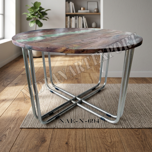 Industrial Modern Eco-Friendly Easy to Clean Coffee <b>Table</b> <b>with</b> <b>Storage</b> Iron Metal & Wood for Home Bedroom Entry or Hall Use - Product Image 3