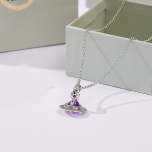 Collana con Ciondolo a Forma di Saturno e Stella in Zircone, Gioielli in Metallo per Uomo e Donna - Product Image 6