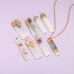 Grosir trendi alami Selenite Mineral titik liontin mode kuarsa batu pesona perhiasan - Product Image 3