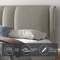 Cadre de lit double moderne luxueux capitonné confortable avec tête de lit au design minimaliste Ensembles de chambre à coucher
