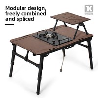 Ensemble table et chaises de camping en alliage d'aluminium, pliable, style néoclassique, mobilier d'extérieur, grain de bois noir, certifié