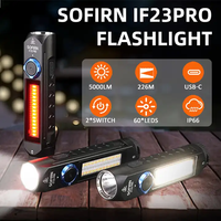 Lampe torche LED Sofirn IF23 PRO 5000lm super lumineuse, avec base magnétique, rechargeable par USB-C, batterie 21700, étanche IP66, lumière latérale RGB