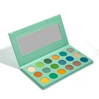 Palette de casseroles de fard à paupières en carton vert à haut pigment 18 couleurs pour emballage de maquillage cosmétique