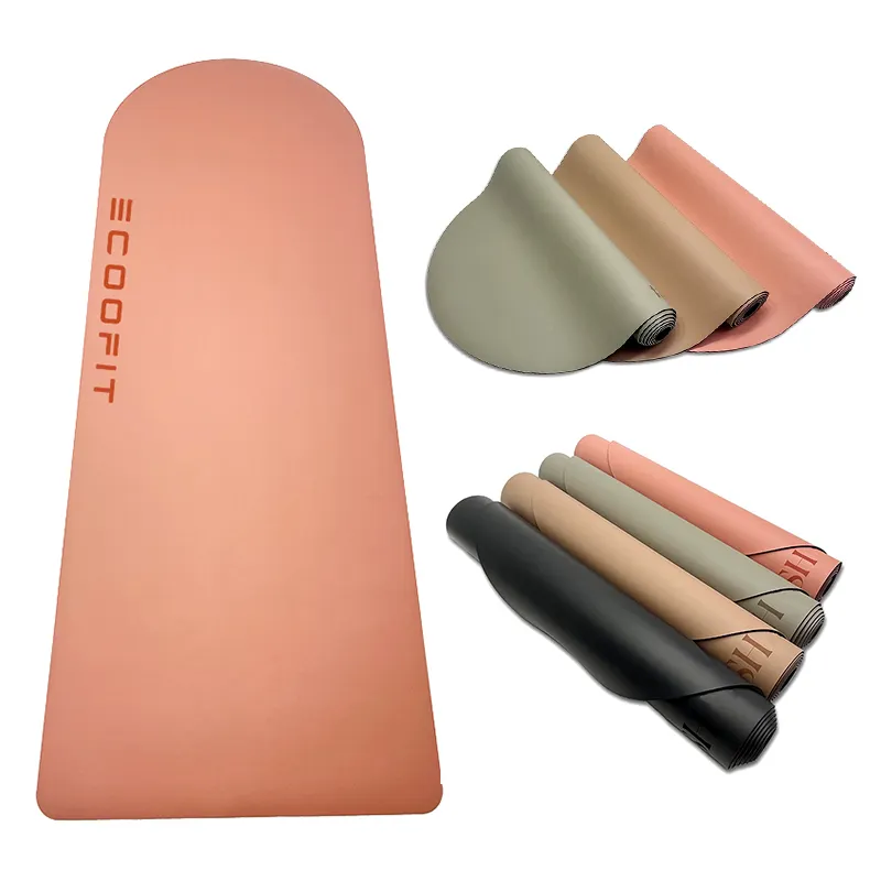 Eco Friendly naturale di forma ovale arco personalizzato nudo Beige colore PU viaggio Yoga Mat,Non slip 4MM in gomma Tapis Yoga tappetino Logo personalizzato