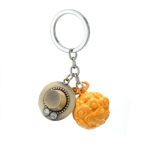 Phim Hoạt Hình Phim Hoạt Hình Phong Cách Keychain Set 1 Mảnh Luffy Cao Su Trái Cây Và 2PC Kim Loại Mặt Dây Chuyền Vòng Chìa Khóa Cho Chìa Khóa Xe Phụ Kiện - Product Image 3