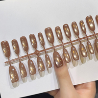 Faux ongles à presser personnalisables XS/S/M, 30 pièces/rangée, marron, courts, amovibles, pour nail art, fournisseur
