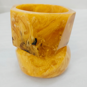 Handmade Resin Sculpture Art Decor Irregular Shape Collectible <b>Craft</b> with Yellow Marbled Pattern Modern Artistic Statement - Product Image 1