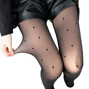 Collants chauds à pois pour femme, effet seconde peau, bas thermiques, leggings polaire d'hiver, pantalons chaussettes isolés - Product Image 1