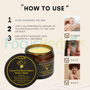 FocusHerb Baume de suif de bœuf nourri à l'herbe au miel de Manuka et à la cire d'abeille Crème de suif de bœuf halal - Product Image 4