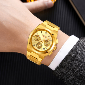 Men's round chronograph <b>watch</b> Luxury stainless steel wristwatch 30M waterproof quartz <b>watch</b> - Product Image 1