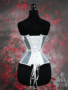 Top Corsé sin Tirantes con Escote Corazón, Paneles de Malla y Varillas, con Ribete en Contraste, Ideal para Sesiones de Moda y Atuendos de Noche - Product Image 1