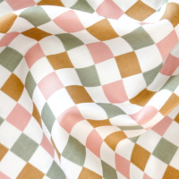 Couette personnalisée de luxe moderne en coton à fibres longues 400T, écologique, imprimée à carreaux colorés, confortable pour enfants et adultes