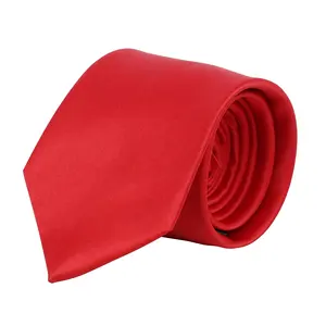 Homens Slim Tie cor sólida gravata Narrow Cravat Red Ties para Atacado