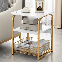 Ventes chaudes, table de chevet à 3 niveaux, cadre en métal stable, style industriel rétro, étagère de rangement, table d'appoint, table de chevet pour salon, chambre à coucher, bureau