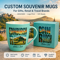 Taza de Cerámica con Impresión a Todo Color del Castillo de Edimburgo y Asiento de Arturo en Escocia, Recuerdo Vibrante para Visitantes, Distribución al por Mayor