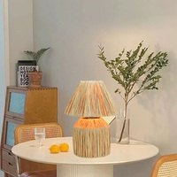 Abat-jour en herbe de raphia, cône de fantaisie naturel E27 petites lampes de Table à manger pour Restaurant café