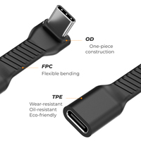 Logo personnalisé OEM 90 °   Câble d'extension USB-C mâle vers femelle flexible FPC court, adaptateur de charge rapide 40 Gbit/s vidéo 4K