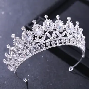 New Baroque Big Rhinestone Crystal Beaded Bridal Tiaras Crown Bride Headband Luxury Wedding Korean Hair Ornaments tiara de noiva