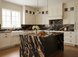 Jade Cosmos Gold de Vietnam, losa grande moderna de 20 mm de grosor para cocinas y baños de hoteles con diseño de modelo 3D - Product Image 4