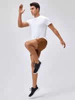 Vêtements de sport pour hommes respirants à séchage rapide en tissu tricoté uni avec transfert par sublimation extensible pour l'entraînement, la course et le sport
