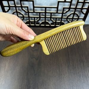Peine de madera de sándalo verde para masaje del cuero cabelludo, 20 cm+, madera maciza para el cuidado del cabello y terapia de meridianos - Product Image 4