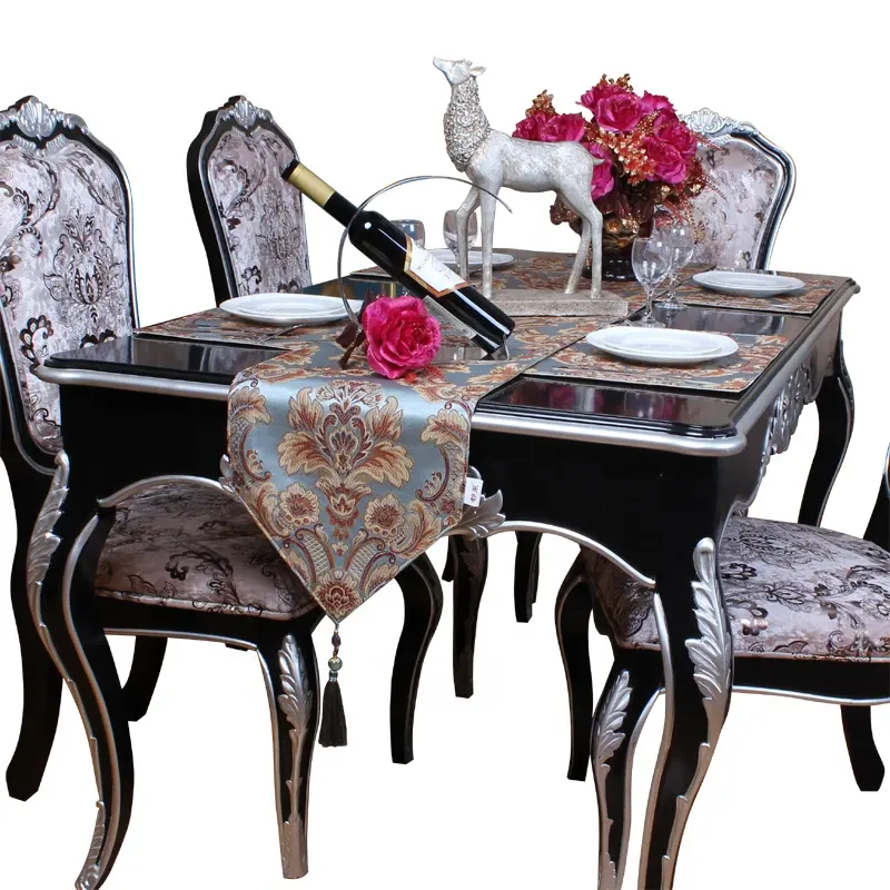 Muito bonito estilo europeu luxo nórdico fio tingido jacquard poliéster toalha de mesa corredor ideal para banquetes familiares do hotel