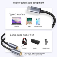 Adaptateur audio coaxial USB-C vers 3,5 mm 2-en-1 plaqué or, répartiteur mâle/femelle avec gaine en PVC pour téléphone, tablette, ordinateur portable, haut-parleur