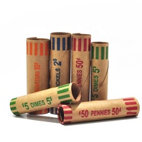 Emballage durable de tubes à pièces en papier kraft au design personnalisé, préformé, tailles assorties pour emballage bancaire