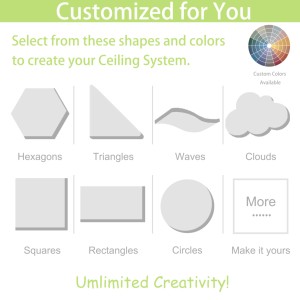 แผ่นฝ้าเพดานอะคูสติกไฟเบอร์กลาส Qinsound แบบแขวนลอยสำหรับร้านอาหาร สำนักงาน สตูดิโอ - Product Image 2