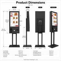 Kiosque tactile sur pied de 32 pouces, kiosque en libre-service, kiosque de commande automatique, paiement en option, imprimante, lecteur de codes-barres, caméra
