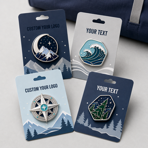 Ensemble de badges en émail dur personnalisés, compas botanique de montagne, badges en métal plaqué or - Product Image 2