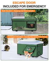 Maison de chat chauffante indestructible à griffes pour chats extérieurs hiver résistant aux intempéries, porte d'évacuation sûre isolée abri pour chat extérieur