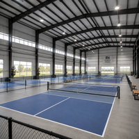 Structure en acier pour terrain de pickleball intérieur avec revêtement fluorocarboné certifié EN1090, durée de vie de 50 ans