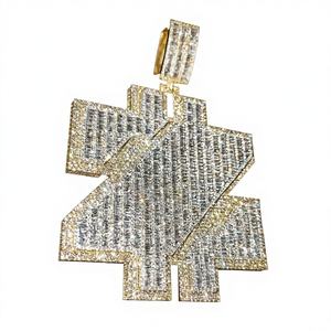 Colgante de Cadena con Nombre Personalizado de Moissanita VVS, Estilo Hip Hop, Letra Inicial 3D, Plata de Ley 925, Oro de 18K, Certificado GRA - Product Image 1
