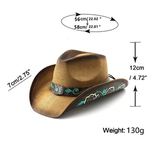 Nouveau <span class=keywords><strong>Chapeau</strong></span> <span class=keywords><strong>de</strong></span> <span class=keywords><strong>Paille</strong></span> Style Ethnique <span class=keywords><strong>d</strong></span>'Été, <span class=keywords><strong>Chapeau</strong></span> <span class=keywords><strong>de</strong></span> Cowboy Western Tendance à Grande Bordure pour Hommes et Femmes, Idéal pour Voyages, Fêtes et Protection Solaire - Product Image 2