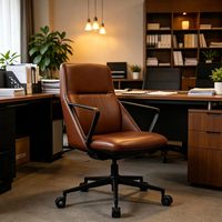 Fauteuil de Direction Exécutif en Cuir Moderne de Luxe à Dossier Bas, Réglable en Hauteur, avec Fonction de Refroidissement, pour Bureau à Domicile – Idéal pour Dirigeants, Managers et PDG