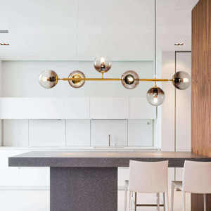 Simple Golden Iron Dining <b>Room</b> <b>Chandelier</b> Middle Size Glass Ball Pendant Lights Hanging Design for Bedside & Kitchen - Product Image 3