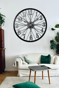 <span class=keywords><strong>Horloge</strong></span> murale vintage silencieuse en métal, design pneu de vélo, affichage à aiguilles à quartz pour salon - Product Image 6