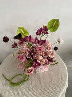 Boule de fleurs artificielles en soie pour fête de mariage, 30 cm, orchidée rose et anthurium, centre de table moderne, luxueux et romantique, décoration d'événement QSBD