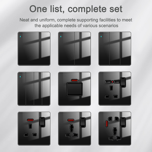 Hiện đại mỏng 16A 250V điện <span class=keywords><strong>push</strong></span> <span class=keywords><strong>button</strong></span> tường ánh sáng Thiết bị chuyển mạch nhà máy bán buôn Tempered Glass bảng điều chỉnh dây Đối với trang chủ sử dụng Anh - Product Image 6