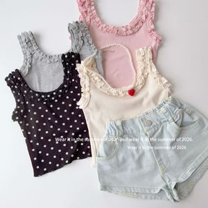 Nuova Canotta Estiva 2026 per <span class=keywords><strong>Bambina</strong></span> con Volant <span class=keywords><strong>Nera</strong></span> Grigia Rosa Beige – Abbigliamento Carino - Product Image 5