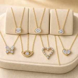 Collana con Pendente in Moissanite, Argento Sterling 925, Placcato Oro 14K, Placcato Rodio, Forma a Cuore, Farfalla, <span class=keywords><strong>Solitario</strong></span>, Colore D, VVS, per Donna - Product Image 2